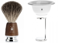 Mhle RYTMO Dachshaar  Rasierpinsel Eschenholz Setangebot mit Rasierschale wei