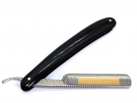 DOVO Solingen Rasiermesser Edelstahl Micarta anthrazit, vollhohl, Goldtzung