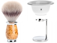 Rasierpinsel Setangebot 3tlg. Mhle Purist Silvertip Fibre Maserbirke
